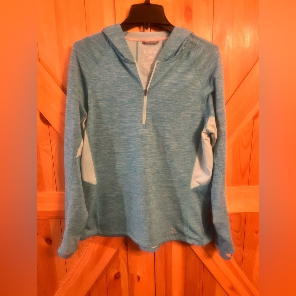 LL Bean 1/4 Zip Lightweight Pullover Women's Size XL Misses Item ID 289474 Aqua.